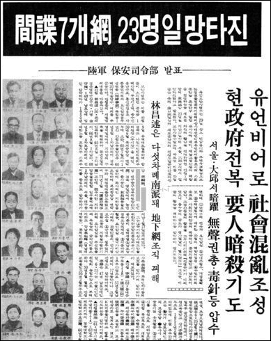 ▲ 간첩단 사건을 보도한 1972년 매일경제 신문.