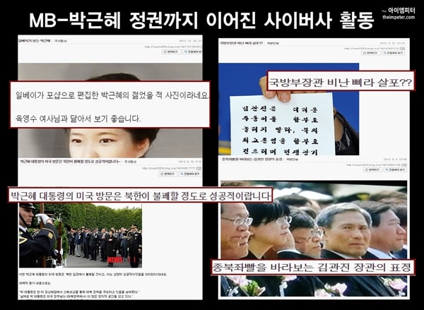 ▲박근혜 정권이 들어선 이후에도 사이버사 심리전단 요원들은 박근혜씨를 찬양하는 글과 콘텐츠를 올렸다.