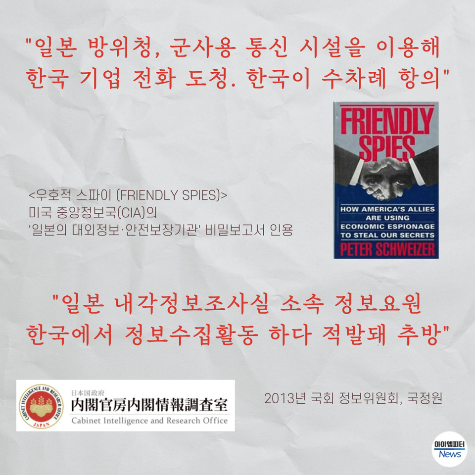 ▲일본의 한국 관련 정보 수집 사례 