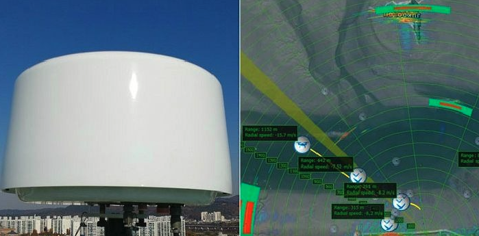 ▲드론탐지 레이더 시제품  형상 및 탐지 화면 ⓒ한국공항공사 