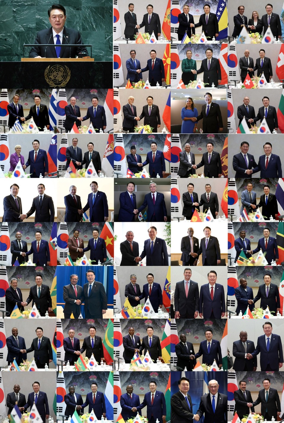 ▲대통령실이 공개한 윤석열 대통령이 만난 해외 정상들 모습 ⓒ연합뉴스 