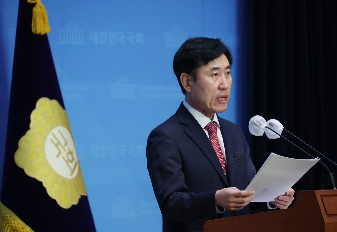 ▲국민의힘 하태경 의원이 27일 국회에서 종로 출마를 선언하고 있다. ⓒ연합뉴스 