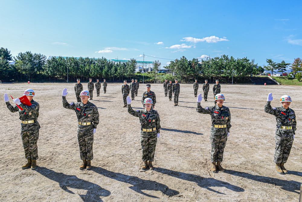 ▲2023년 10월 해병대 부사관 훈련생의 교육훈련단 입소식 모습 ⓒ해병대