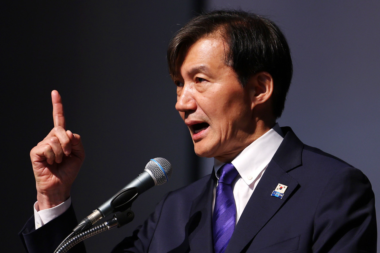 ▲ 23일 오후 광주 서구 김대중컨벤션센터에서 열린 '광주전남 총선승리 보고대회'에서 조국혁신당 조국 대표가 발언하고 있다. 2024.4.23 ⓒ 연합뉴스 