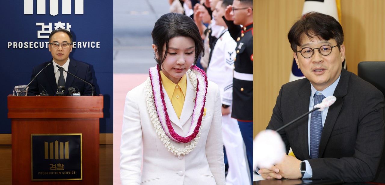 ▲ (좌) 이원석 검찰총장이 2일 대검 기자실에서 더불어민주당 검사 탄핵안에 대한 입장 발표를 하고 있다. 2024.7.2(가운데) 윤석열 대통령과 함께 하와이를 방문한 김건희 여사가 8일(현지시간) 미국 하와이 히캄 공군기지에 도착해 공군 1호기에서 내린 뒤 공항을 나오며 차량에 탑승하기 이동하고 있다. 2024.7.9 (우) 이창수 서울중앙지검장이 지난해 9월 전주지검 청사에서 열린 기자간담회에서 발언하고 있다. 2024.5.13