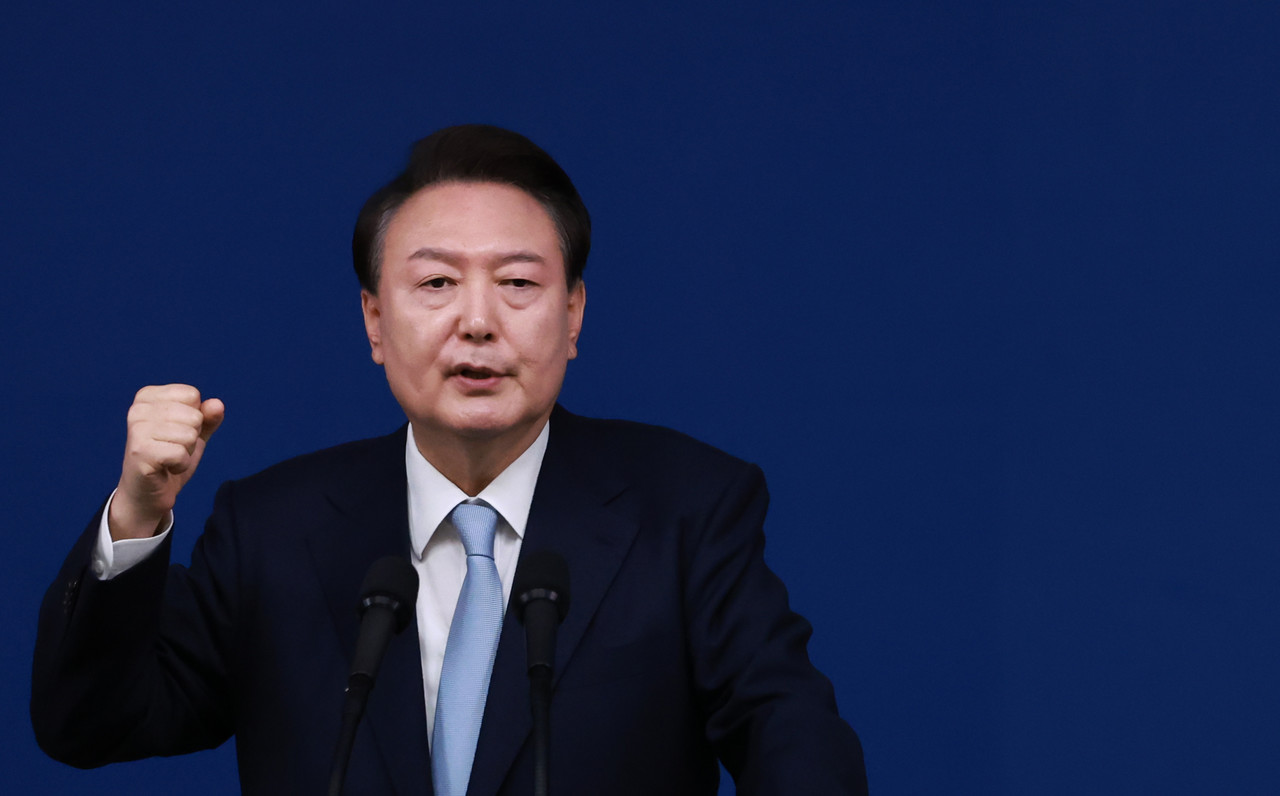 ▲ 윤석열 대통령이 29일 오전 서울 용산 대통령실 청사 브리핑실에서 열린 '국정브리핑 및 기자회견'에서 취재진의 질문에 답하고 있다. 2024.8.29 ⓒ연합뉴스 