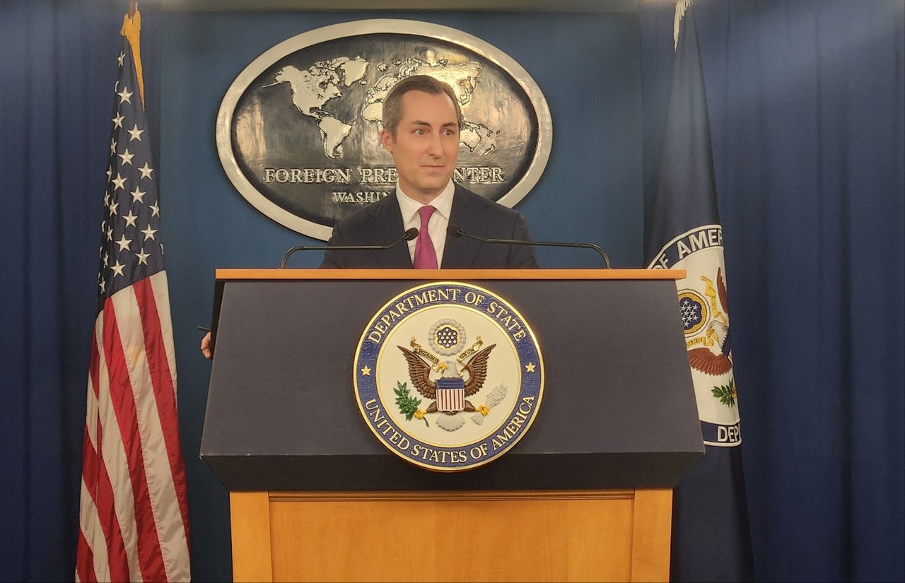 ▲ 매슈 밀러 미국 국무부 대변인이 지난 17일(현지시간) 미국 워싱턴DC의 외신센터에서 브리핑하고 있다. 2024.12.18  ⓒ 연합뉴스 